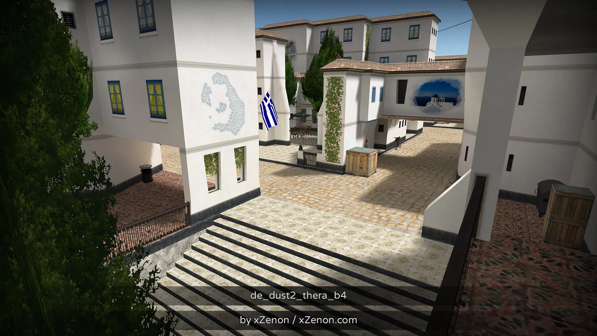 Скриншот Карта de_dust2_thera_b3 для CS 1.6: тактика за CT и T, точки, маршруты, боты (.nav), оптимизация