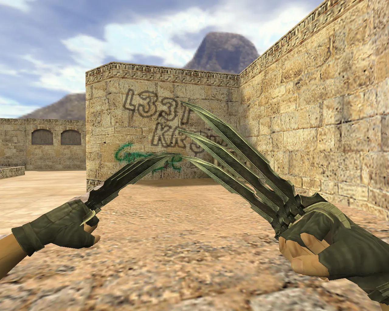 Скриншот Модель ножа «Катар Когти» v_ и p_ для CS 1.6: звуки, анимация осмотра, текстуры и настройка