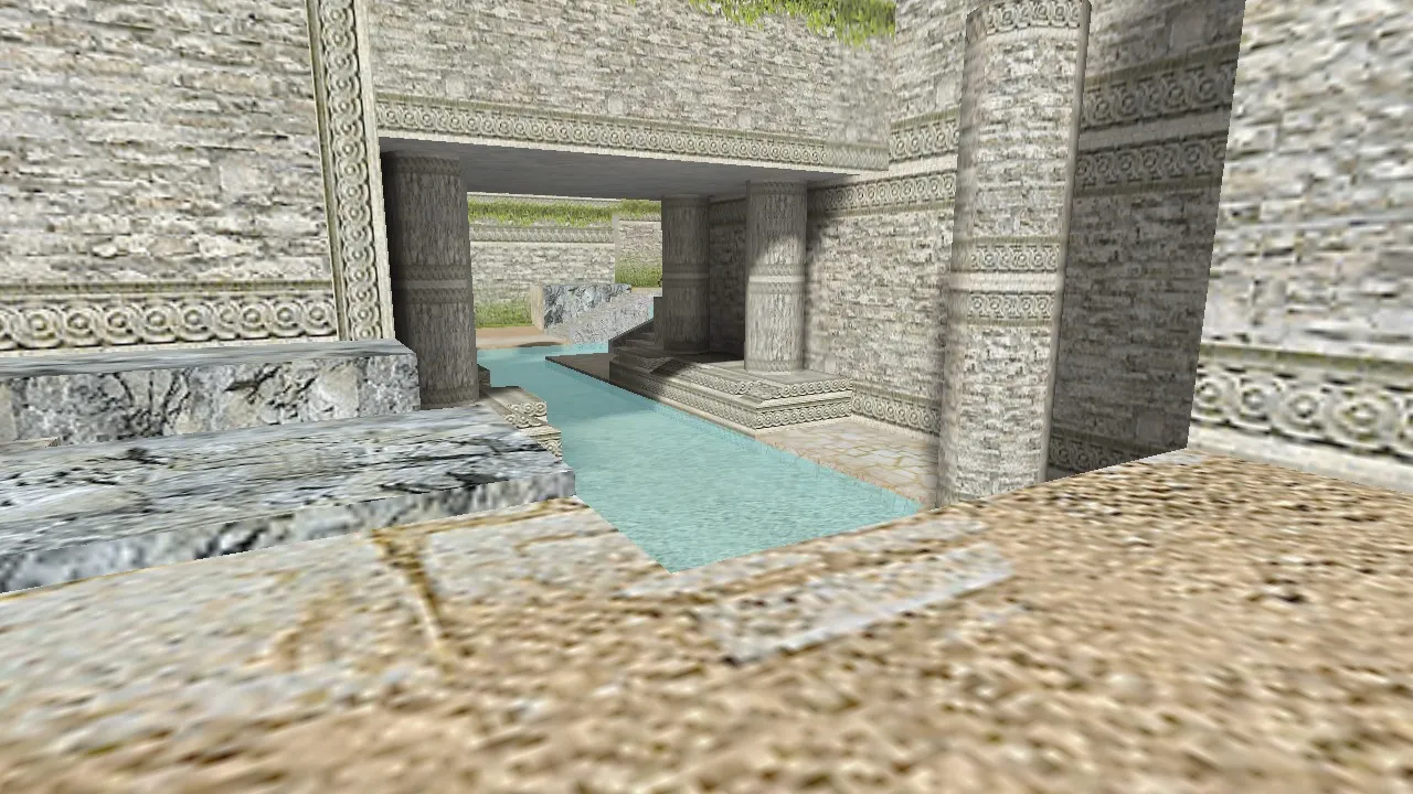 Скриншот  de_aztec_ruins — DE карта для CS 1.6: точки, боты (.nav), оптимизация wpoly/epoly, баланс сторон