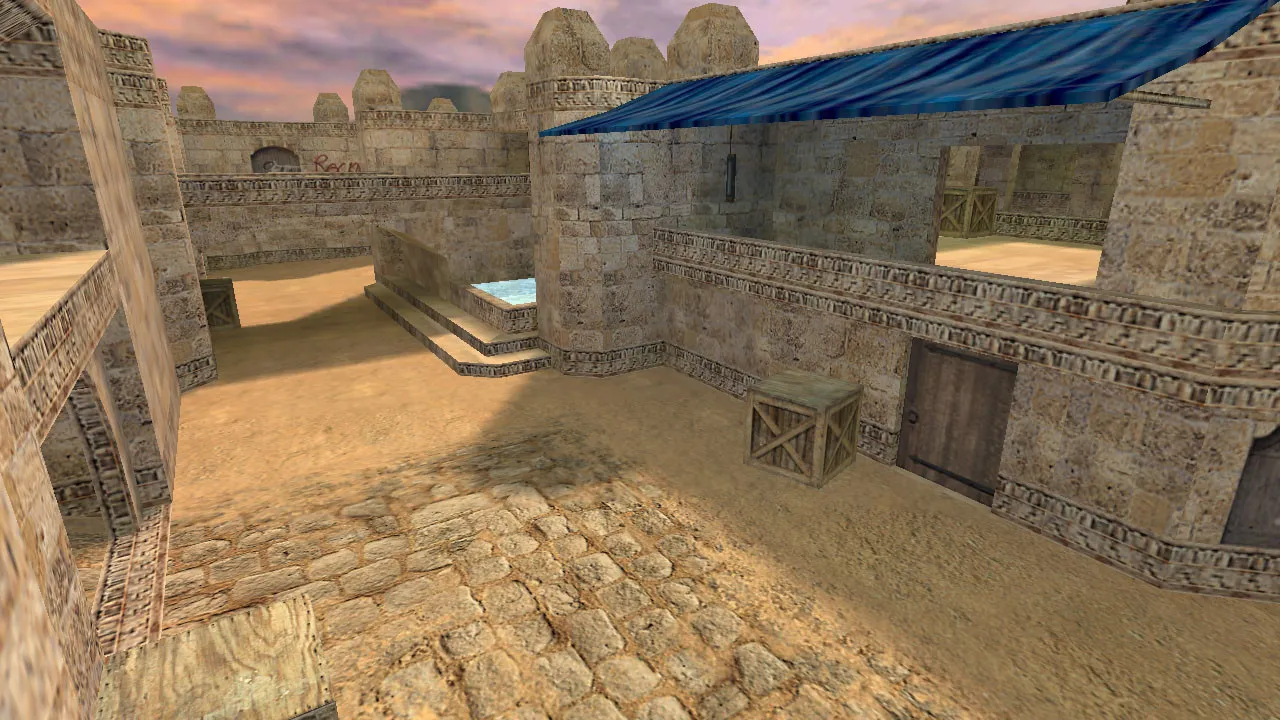 Скриншот  Карта de_baxdust для CS 1.6: тактика за Т и КТ, точки контроля, .nav и оптимизация wpoly/epoly