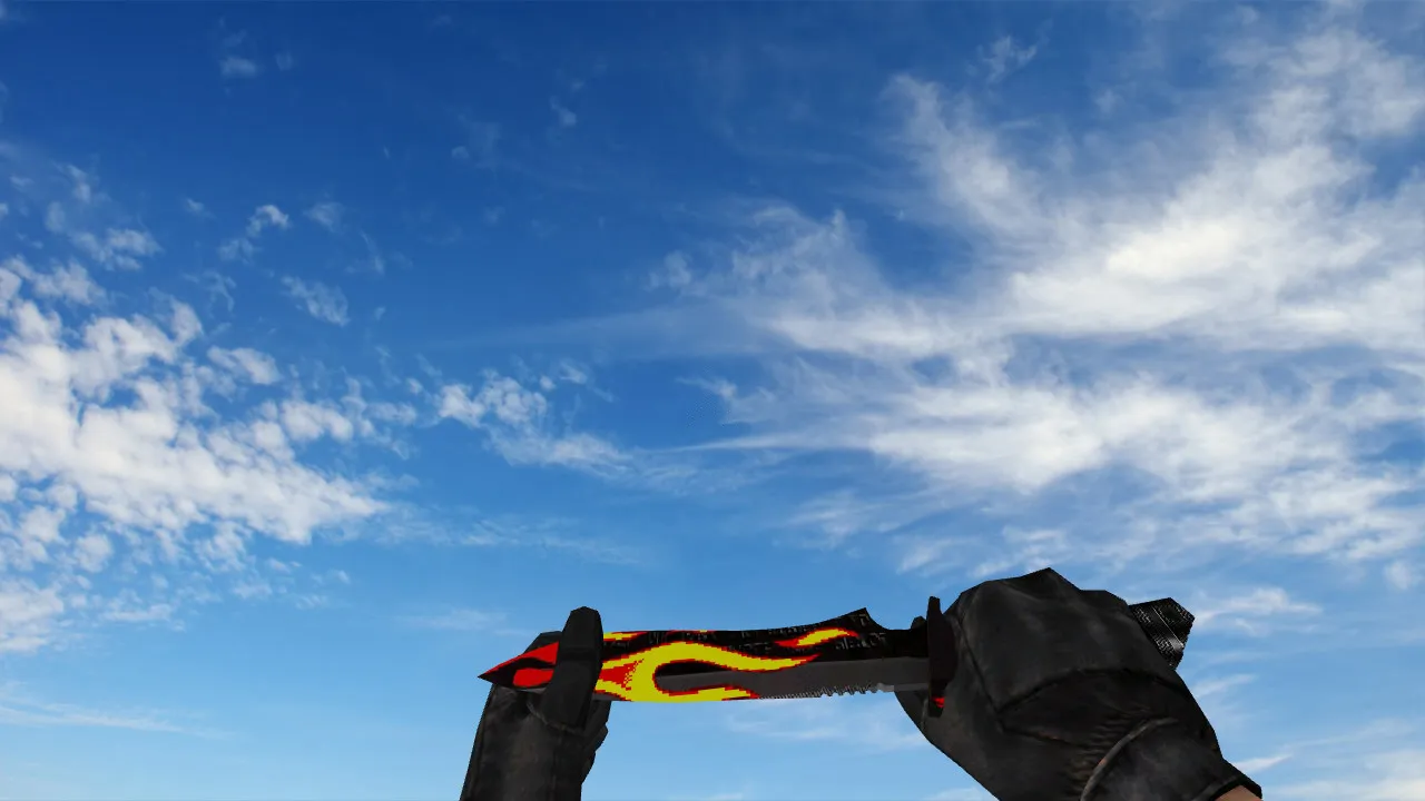 Скриншот Модель «Огненный нож» v_knife_p модель для CS 1.6: звуки, анимация осмотра, текстуры и настройки