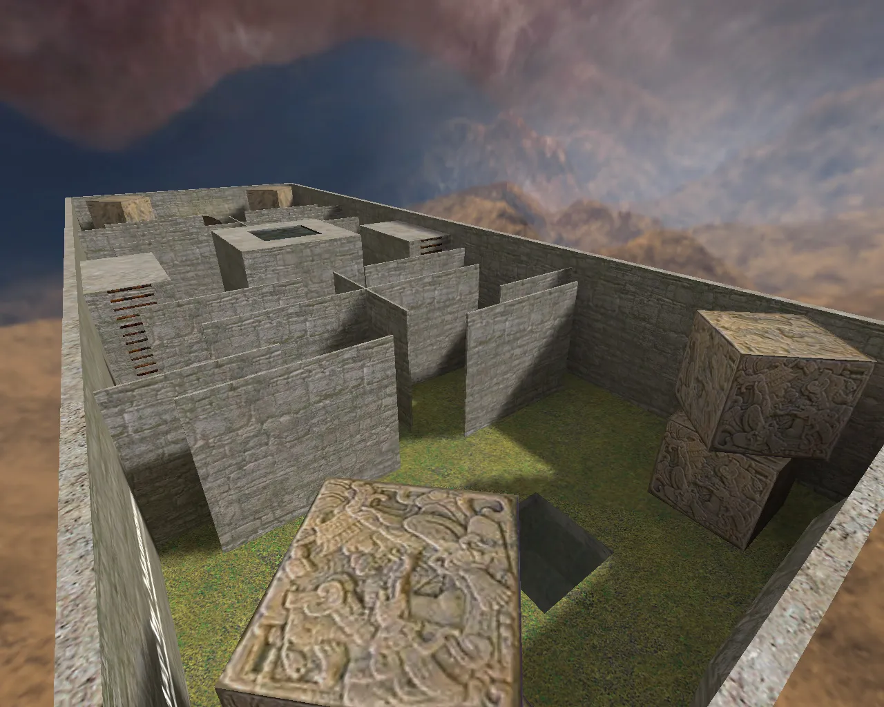 Скриншот  Карта «1hp_mayahuel» для CS 1.6: knife-only раунды, точки для CT и T, оптимизация и .nav для ботов