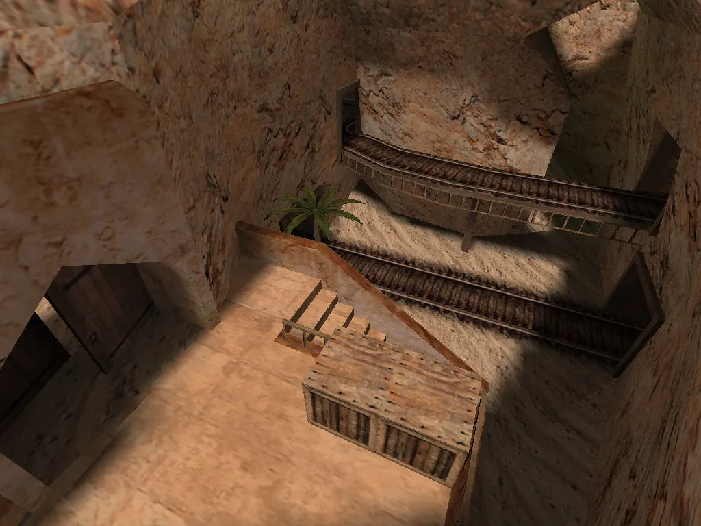 Скриншот  Карта de_desertmine для CS 1.6: баланс сторон, точки, .nav для ботов и оптимизация wpoly/epoly