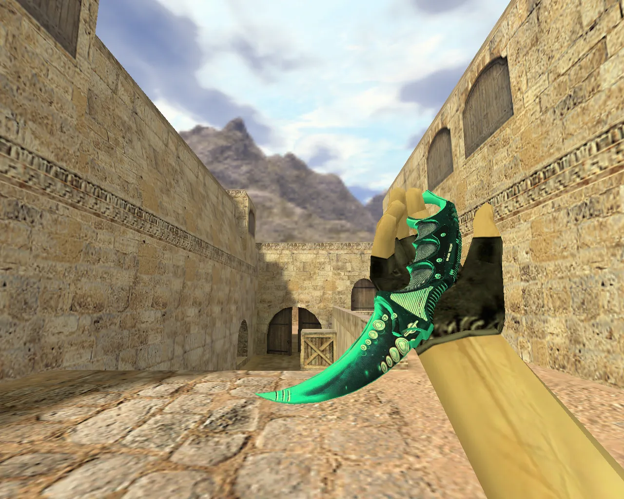 Скриншот v_knife_kerambit_blue мечтатель: модель керамбита для CS 1.6 с анимацией осмотра и звуками