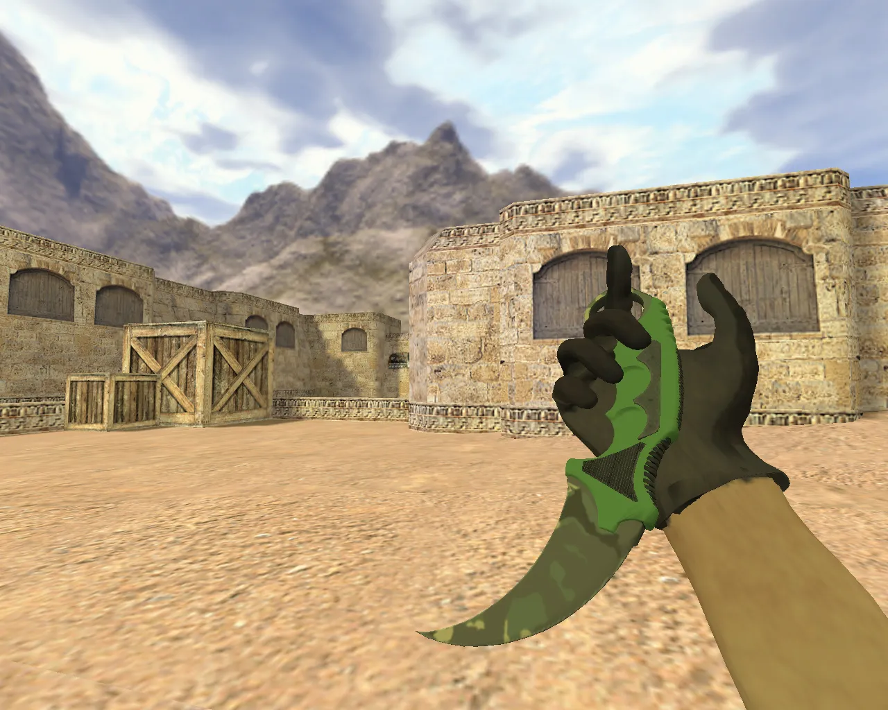 Скриншот Модель ножа «Керамбит Северный лес» v_ для CS 1.6: p_ и w_ файлы, звуки, анимация осмотра