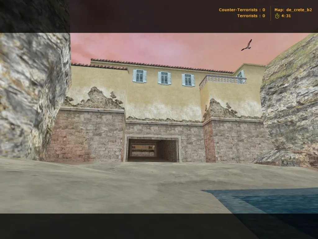 Скриншот  Карта de_crete_b2 для CS 1.6: тактика за Т и КТ, точки контроля, .nav для ботов и оптимизация