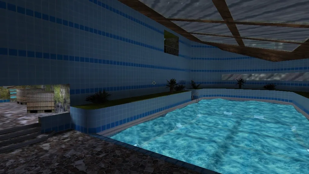Скриншот  Карта de_indoorpool для CS 1.6: Тактические преимущества и особенности