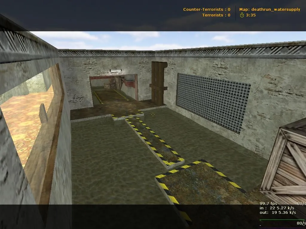 Скриншот  deathrun_watersupply — карта для CS 1.6: тайминги, ловушки, баланс сторон и .nav для ботов