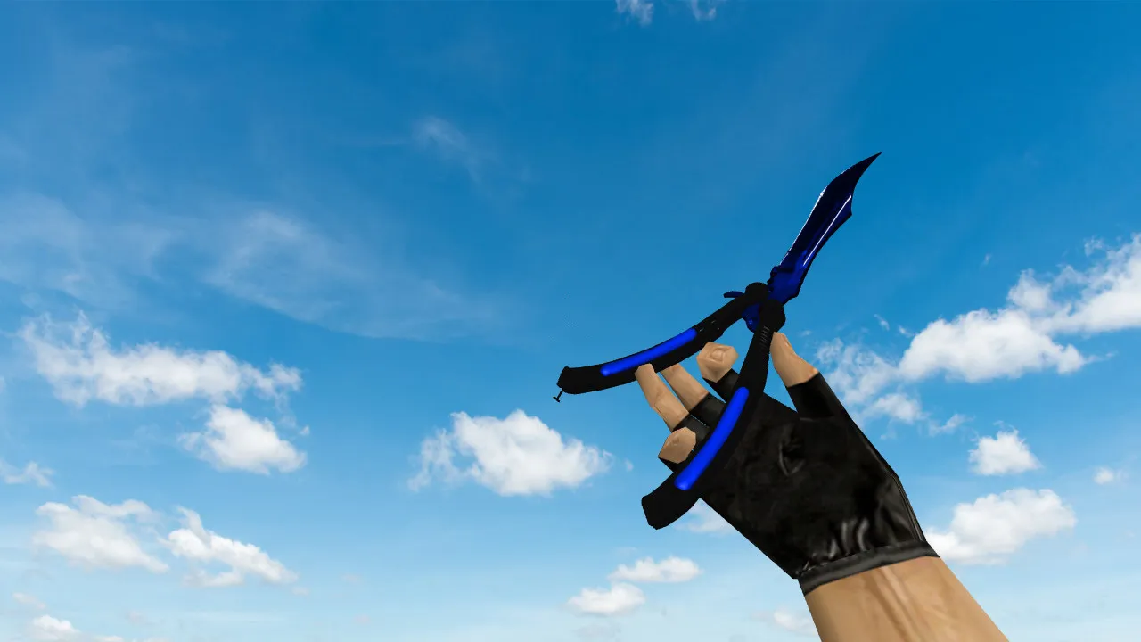 Скриншот Модель нож-бабочка «Волны-сапфир» для CS 1.6: v_, p_, w_, звук, анимация осмотра, текстуры