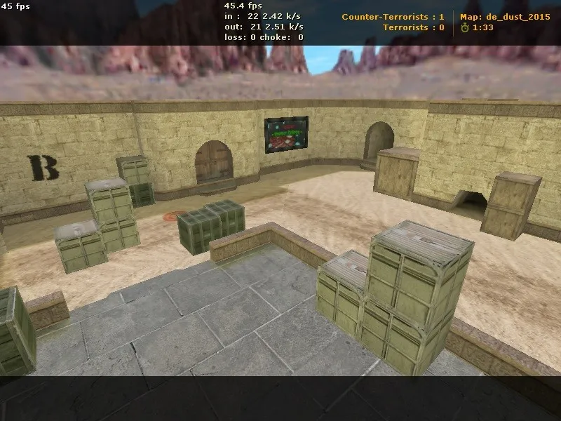 Скриншот  Карта de_dust_2015 для CS 1.6: точки, маршруты за Т и КТ, .nav для ботов, оптимизация wpoly/epoly