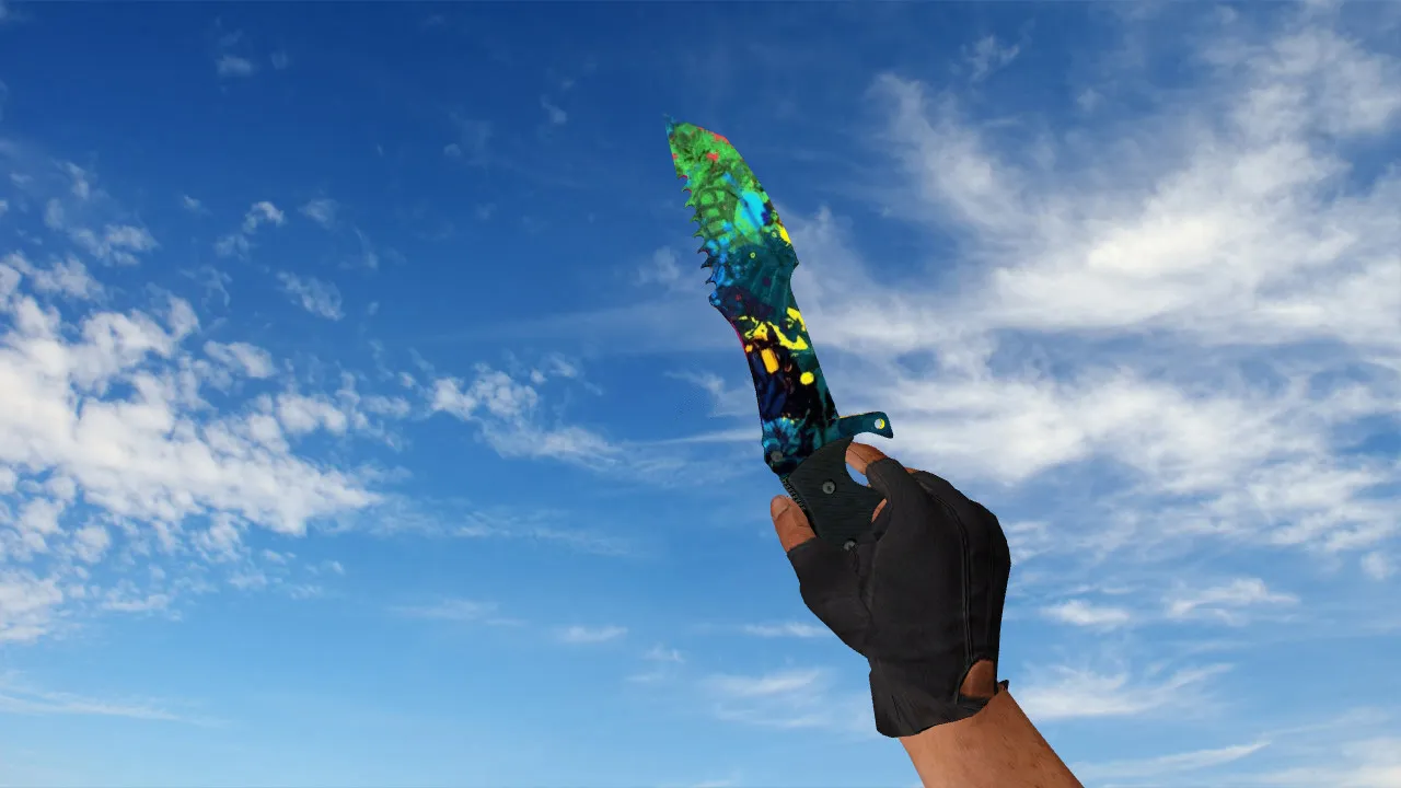 Скриншот Модель ножа Huntsman Knife Paintsplash v_ для CS 1.6: звуки, анимация осмотра, v_/p_/w_ и текстуры