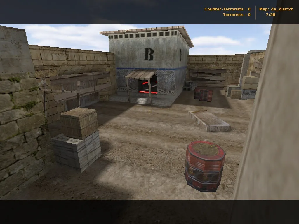 Скриншот de_dust2b карта для CS 1.6: точки, ротации, .nav и оптимизация wpoly/epoly