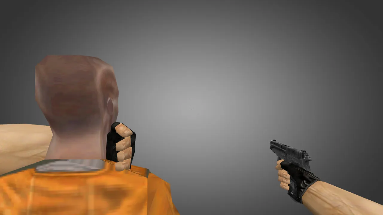 Скриншот  Модель «Hostage Human Shield» (v_ / p_ / w_) для CS 1.6: текстуры, анимация осмотра, звуки и настройка