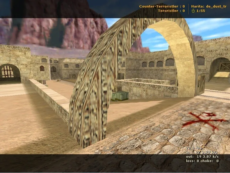 Скриншот  de_dust_tr для CS 1.6: тактика за терроров и спецточки, .nav для ботов, оптимизация карты