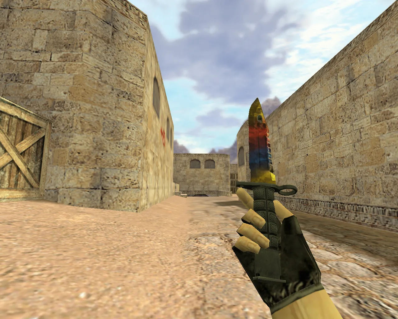 Скриншот v_ и p_ модель ножа «Штык-нож M9 Мраморный Градиент» для CS 1.6: звуки, анимация осмотра, качество текстур