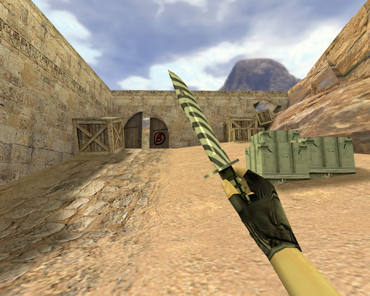 Скриншот Модель «Штык-нож Зебра» v_ для CS 1.6: p_ и w_ слоты, звук, анимации осмотра, текстуры и FPS