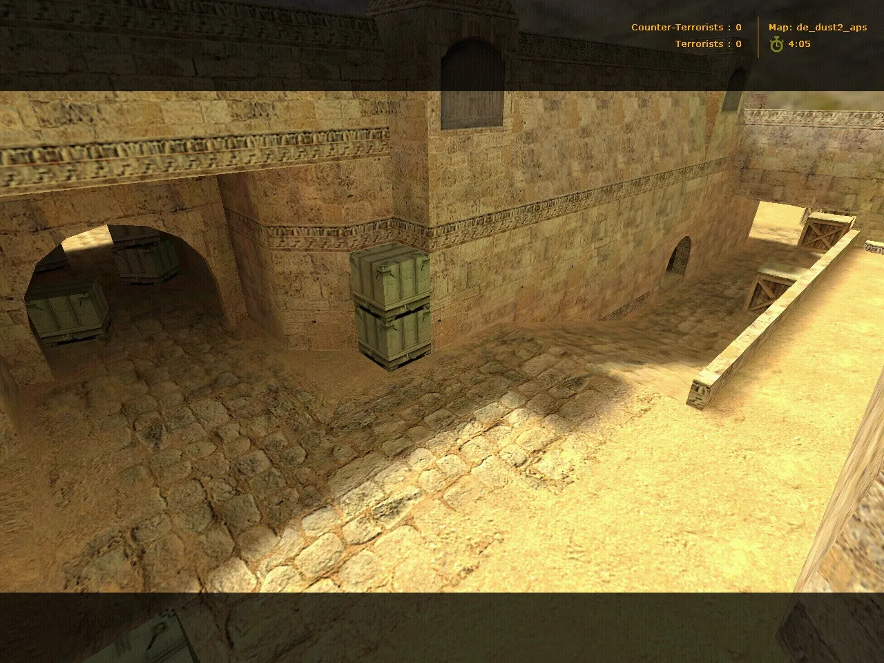 Скриншот  de_dust2_aps — DE карта для CS 1.6: тактика за CT/T, .nav для ботов, оптимизация wpoly/epoly