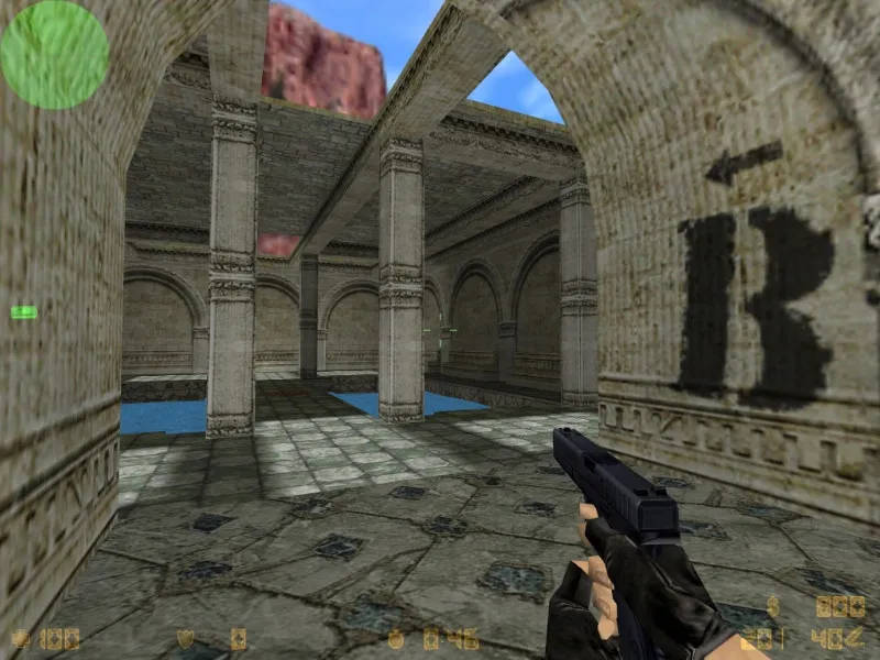 Скриншот  Карта de_abbaye_fcs для CS 1.6: планировка, точки, гайды за CT/T и оптимизация под сервер