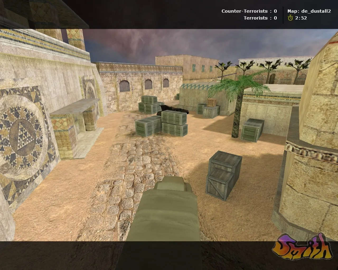 Скриншот Карта de_dustall2 для CS 1.6: баланс сторон, точки, .nav для ботов и оптимизация wpoly/epoly