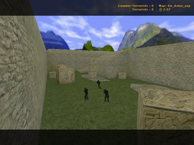 Скриншот Карта de_aztec_esp для CS 1.6: точки, маршруты, .nav для ботов, оптимизация wpoly/epoly и баланс сторон