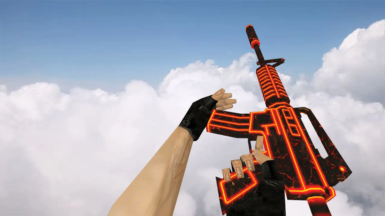 Скриншот Модель M4A1 Hot Lava v_ и p_ для CS 1.6: звук, анимация осмотра, текстуры и настройка