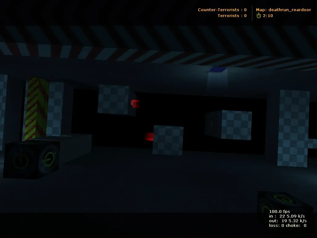 Скриншот  deathrun_reardoor для CS 1.6: рейдран с ловушками, точки для CT/T, .nav и оптимизация wpoly/epoly