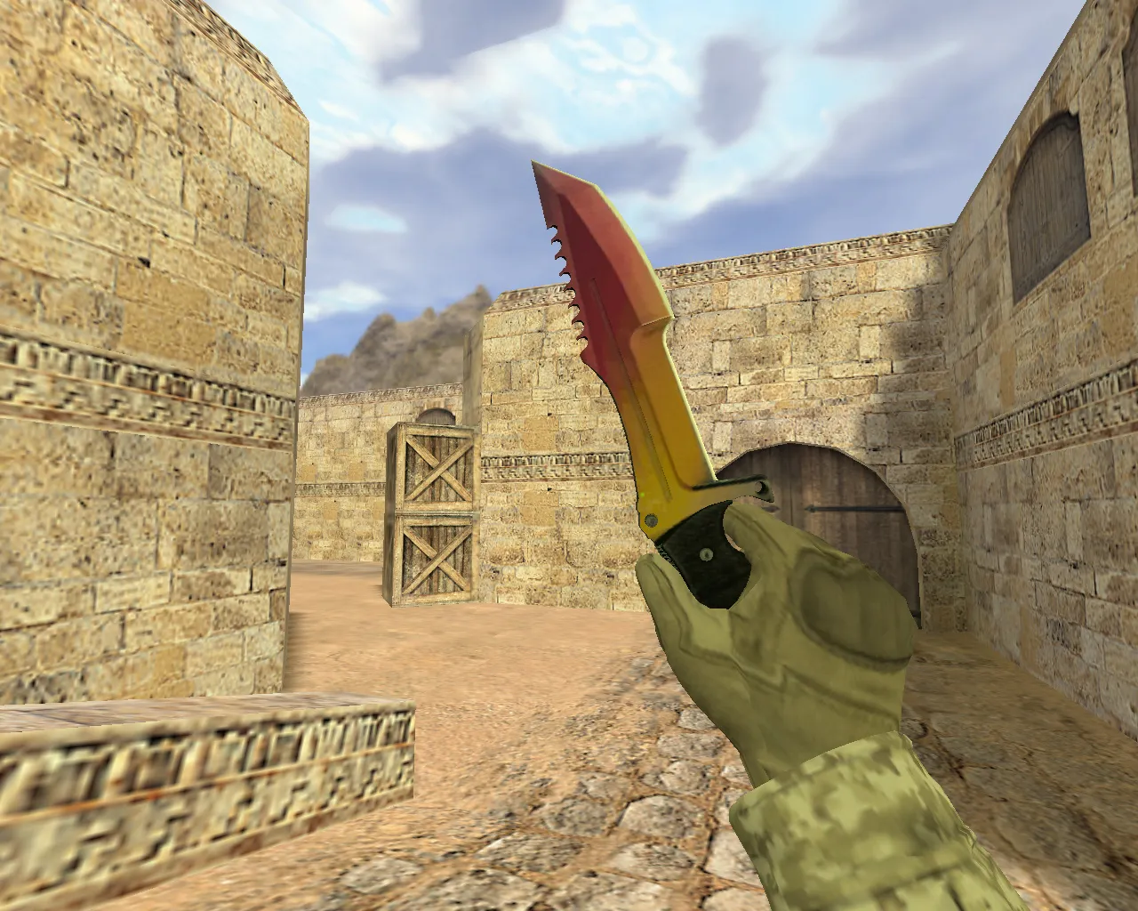 Скриншот Модель ножа «Охотничий нож Градиент» v_, p_, w_ для CS 1.6: звуки, анимация осмотра и текстуры