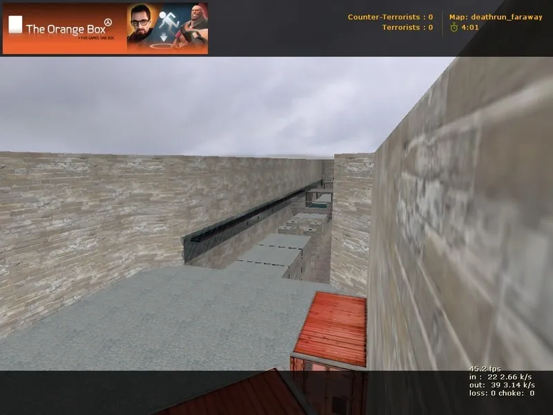 Скриншот  Карта deathrun_faraway для CS 1.6: ловушки, роли, точки для терроров и контров, боты и .nav, оптимизация