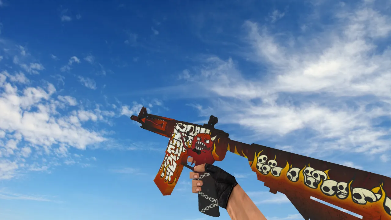 Скриншот v_m4a1 пламя: модель M4A4 «Адское пламя» для CS 1.6 (звуки, анимация осмотра, текстуры)