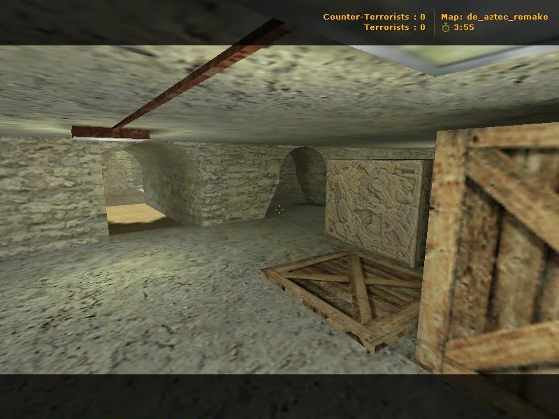 Скриншот de_aztec_remake для CS 1.6: баланс сторон, точки, .nav для ботов и оптимизация wpoly/epoly