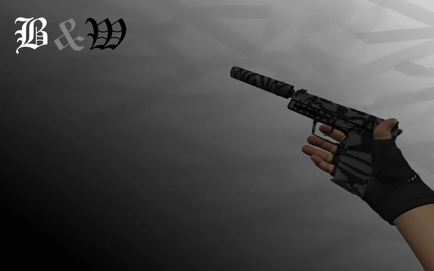 Скриншот  Инвентарь «Монохром» для CS 1.6: пак оружия с автоматической анимацией осмотра, звуками и черно-белыми скинами