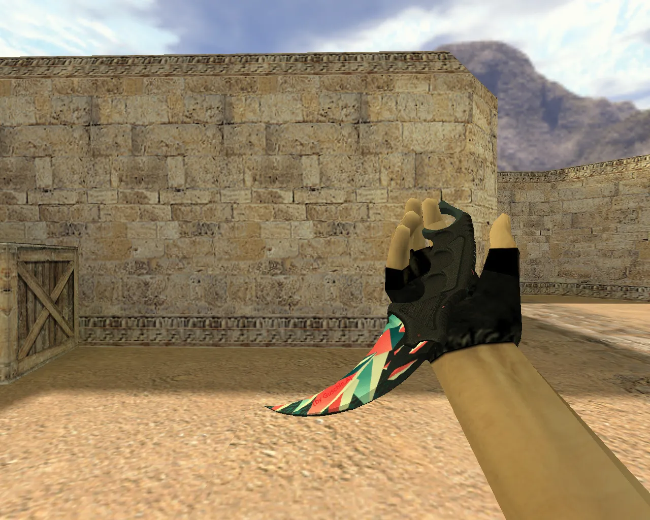 Скриншот v_knife_karambit_buystvo_krask_red: Нож Керамбит «Буйство красок» для CS 1.6