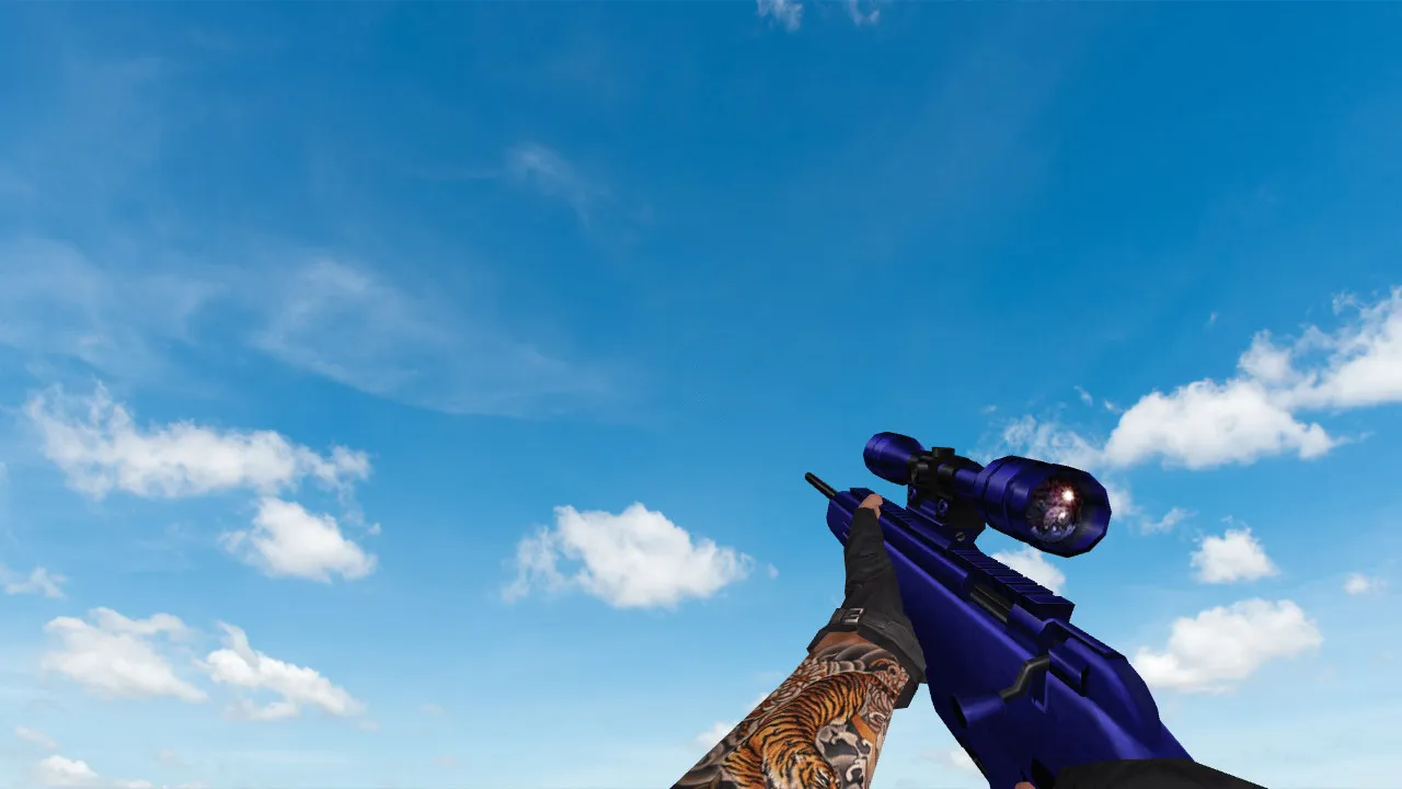 Скриншот  Пак моделей оружия «Blue Weapons With Tattoo» для CS 1.6: v_, p_, w_ модели, звуки, анимация осмотра и качество текстур