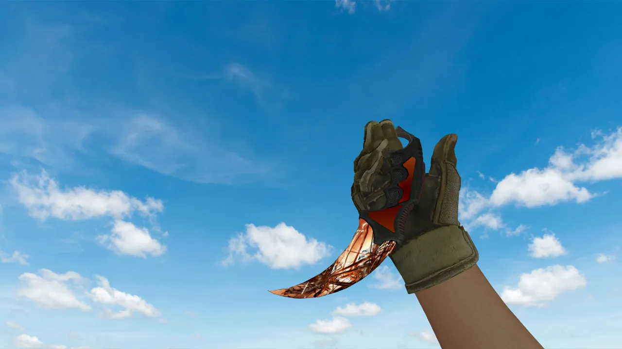 Скриншот v_karambit_autumn_explosion, p_ и w_ модель ножа «Karambit Autumn Explosion» для CS 1.6 с анимацией осмотра и звуками