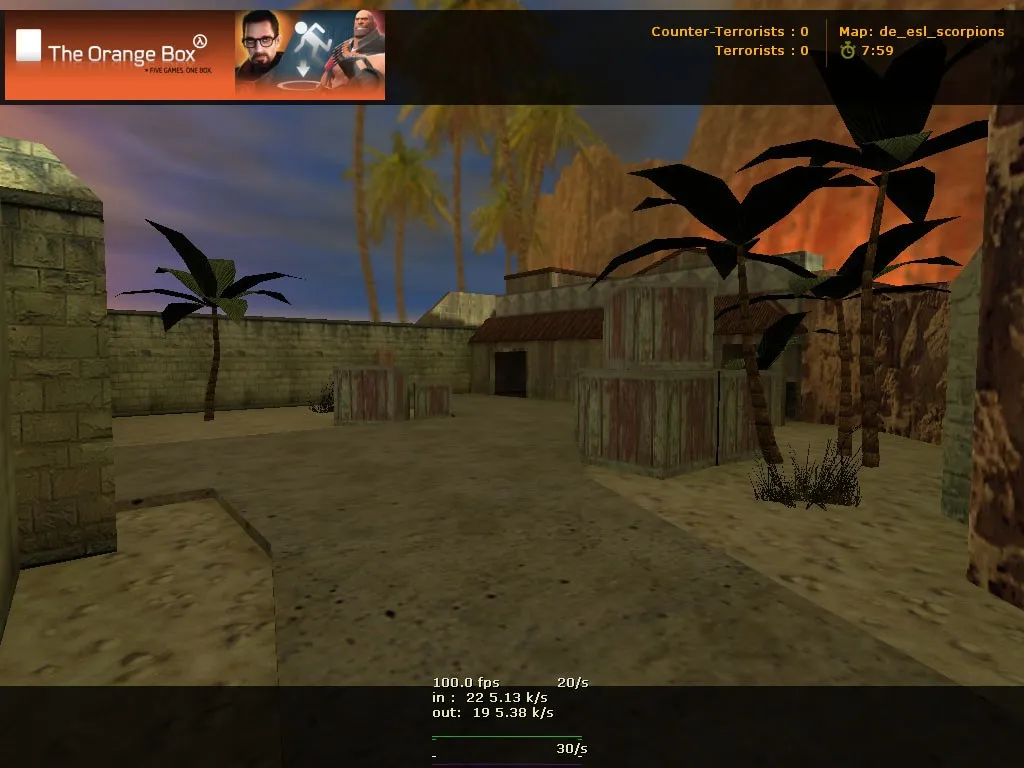 Скриншот  Карта de_esl_scorpions для CS 1.6: точки, маршруты, баланс сторон, .nav для ботов и оптимизация