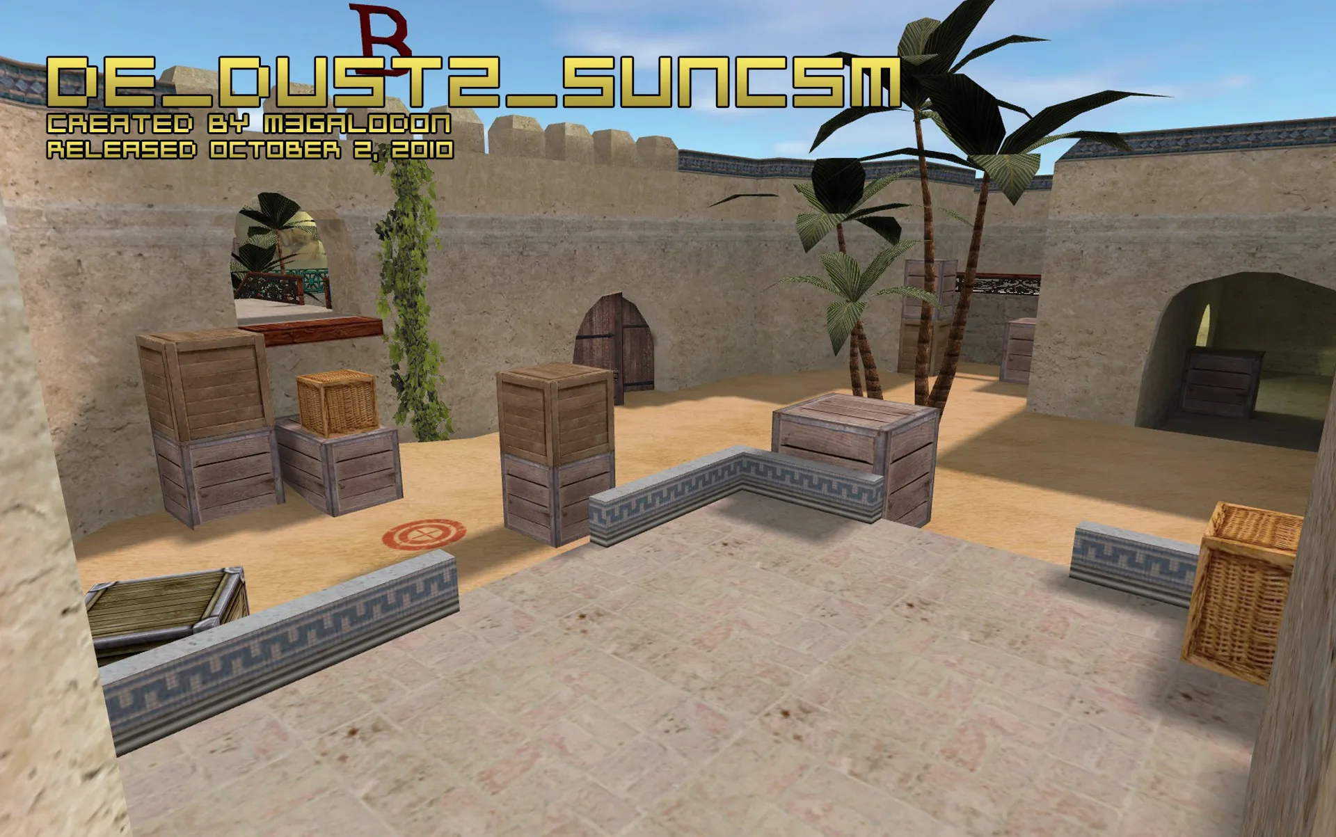Скриншот  Карта de_dust2_suncsm для CS 1.6: баланс сторон, точки, .nav для ботов и оптимизация