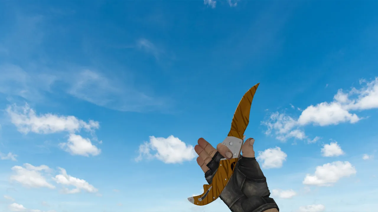 Скриншот Модель ножа v_ p_ w_ «Фальшион Зуб тигра» для CS 1.6: звуки, анимация осмотра, текстуры