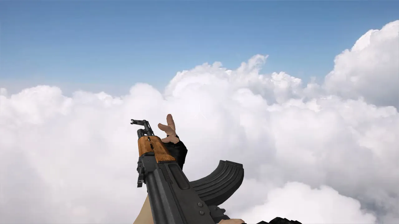 Скриншот  Модель «Classic-Offensive AK-47» (v_ и p_ модели) для CS 1.6: звуки, осмотр, текстуры