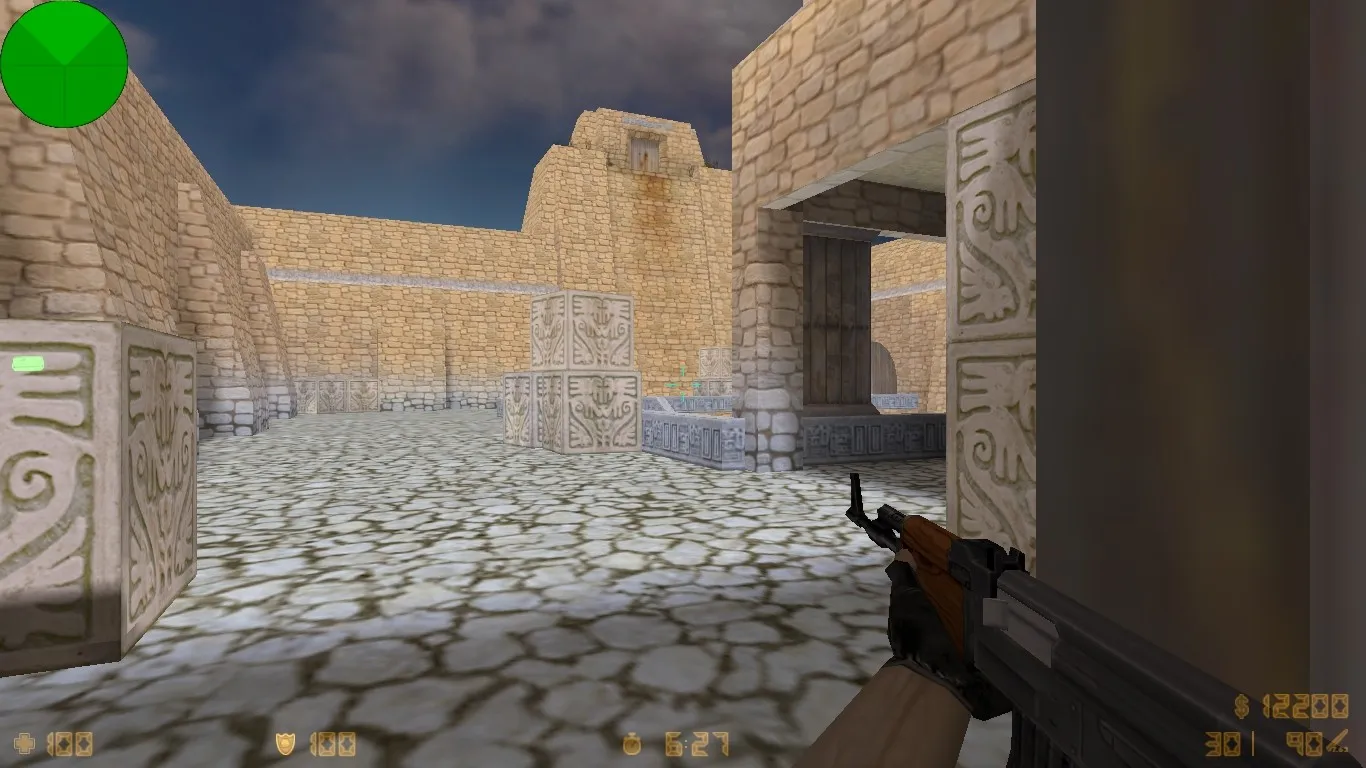 Скриншот  Карта de_aztecpp для CS 1.6: точки, раунды, .nav, оптимизация и настройка под ботов