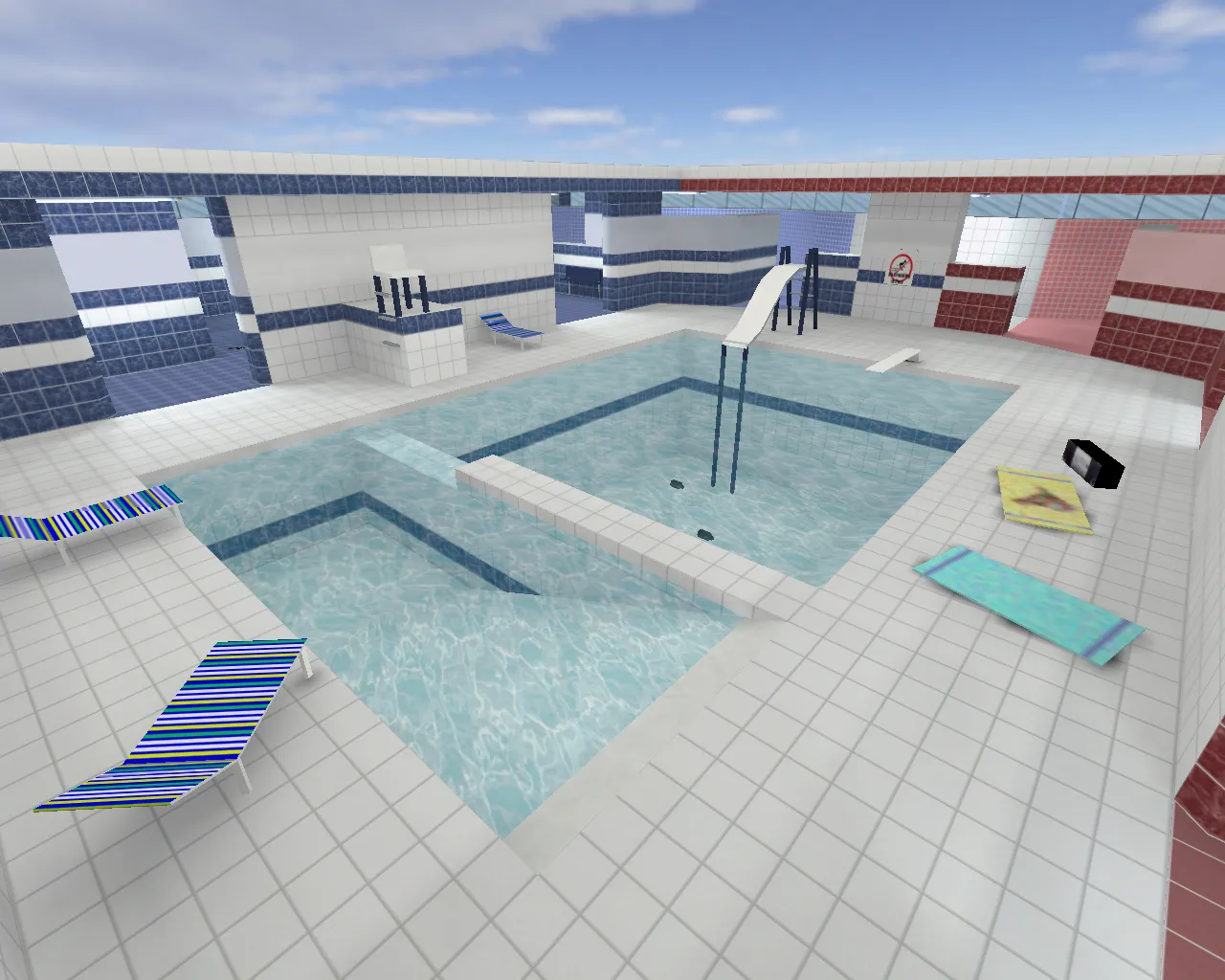 Скриншот  Карта fy_poolparty для CS 1.6: тактика, точки, боты, оптимизация и настройка сервера