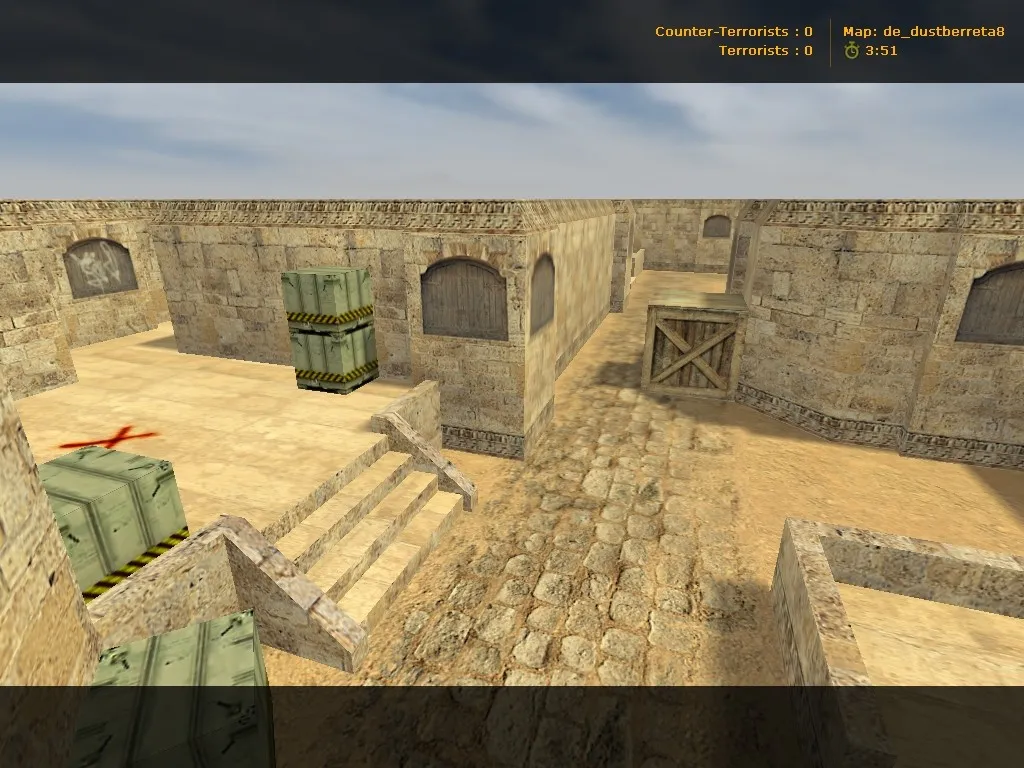 Скриншот  Карта de_dust_battle для CS 1.6: баланс сторон, точки под клатчи, .nav для ботов и оптимизация