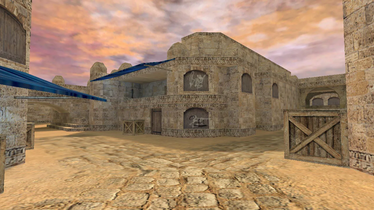 Скриншот Карта de_baxdust для CS 1.6: тактика за Т и КТ, точки контроля, .nav и оптимизация wpoly/epoly