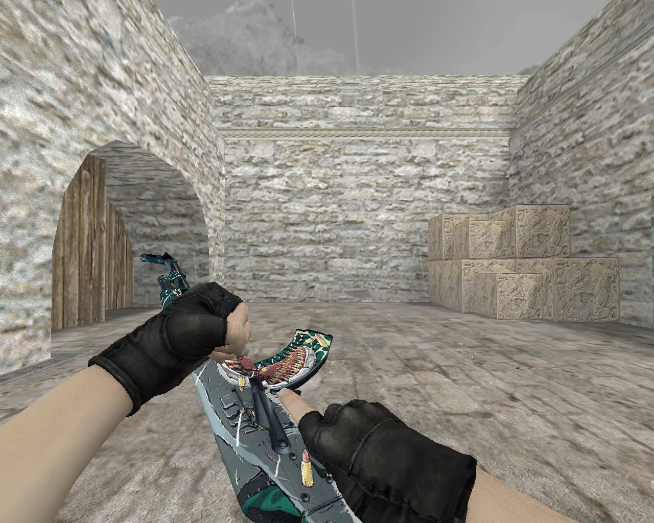 Скриншот АК-47 «Дикая акула» v_model для CS 1.6: p_ и w_ модели, анимация осмотра, звуки и текстуры