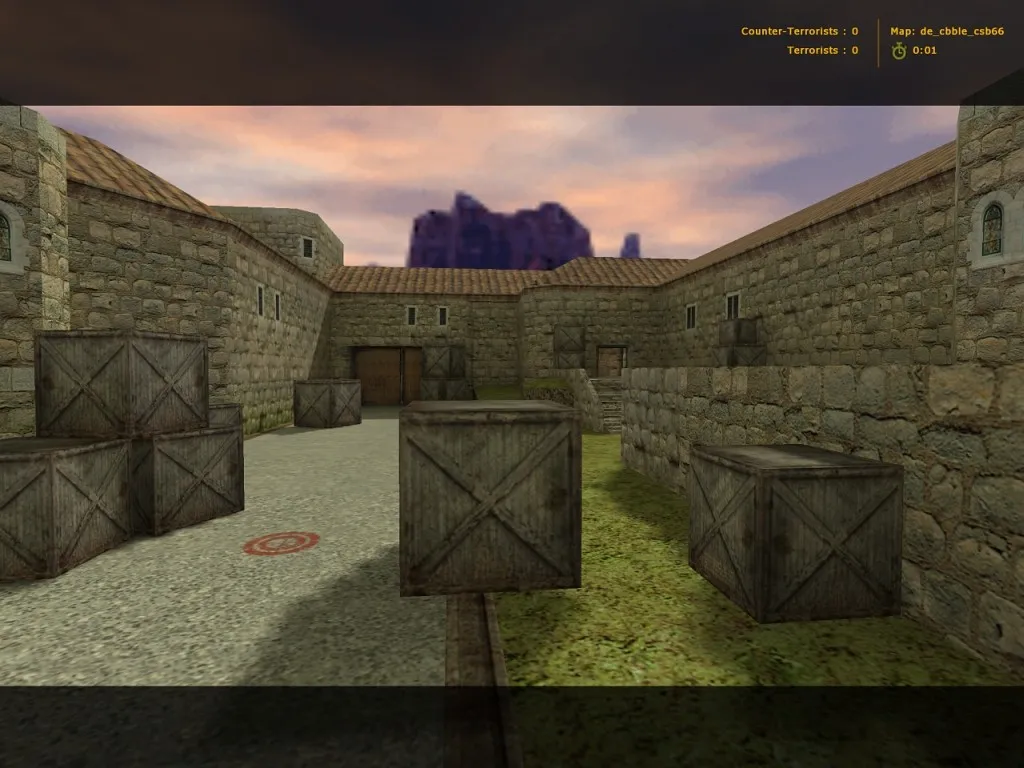 Скриншот  de_cbble_csb66 — DE карта для CS 1.6: баланс сторон, точки, .nav, оптимизация и настройка ботов