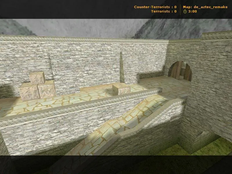 Скриншот de_aztec_remake для CS 1.6: баланс сторон, точки, .nav для ботов и оптимизация wpoly/epoly