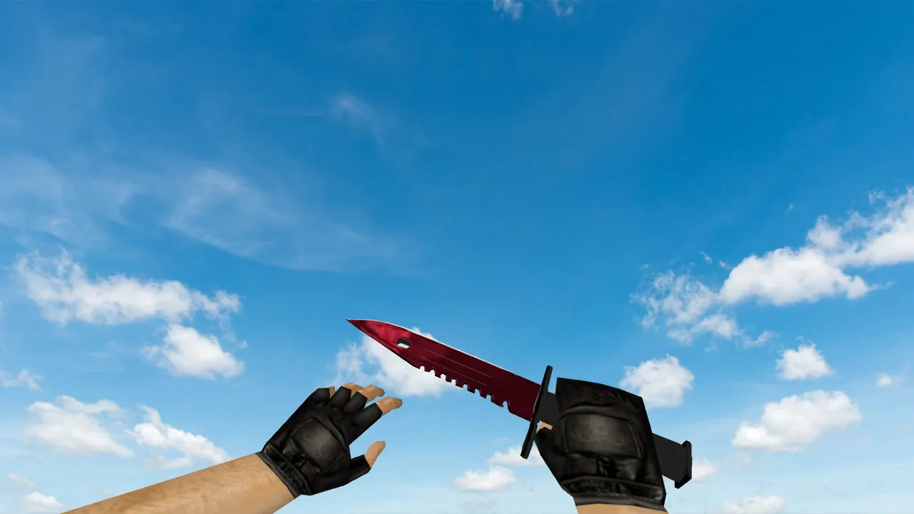 Скриншот Модель ножа v_ и p_ «Штык-нож М9 «Рубин»» для CS 1.6: звуки, анимация осмотра, текстуры