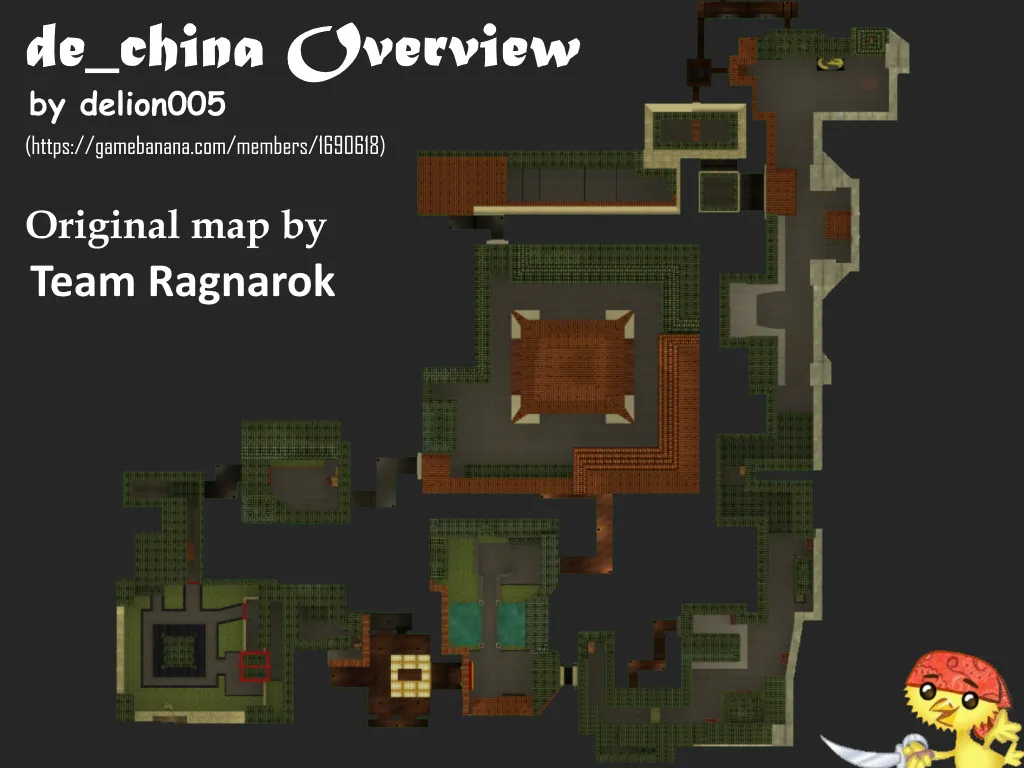 Скриншот  de_china карта для CS 1.6: тактика за CT/T, точки, .nav для ботов, оптимизация wpoly/epoly и советы по установке