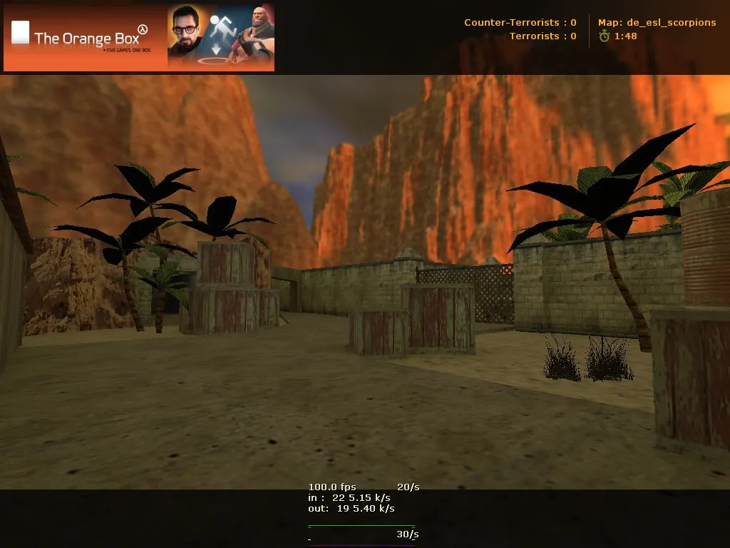 Скриншот  Карта de_esl_scorpions для CS 1.6: точки, маршруты, баланс сторон, .nav для ботов и оптимизация