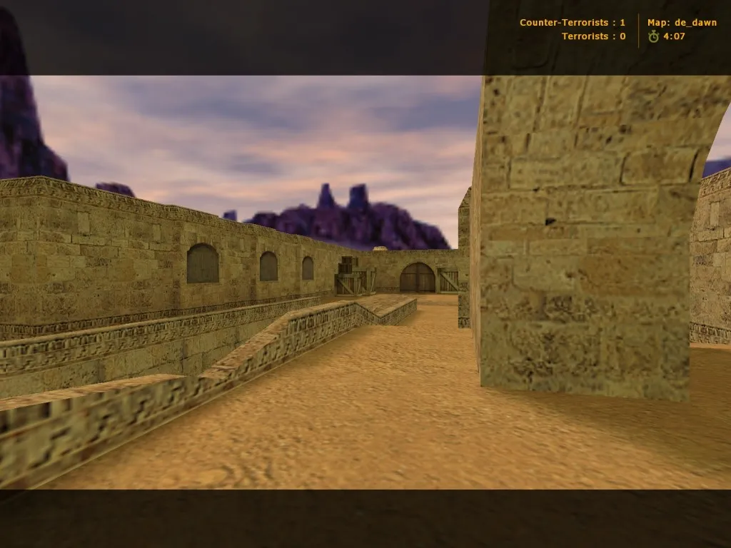 Скриншот  Карта de_dawn для CS 1.6: баланс сторон, точки, .nav для ботов, оптимизация wpoly/epoly