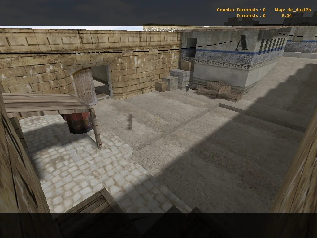 Скриншот de_dust2b карта для CS 1.6: точки, ротации, .nav и оптимизация wpoly/epoly